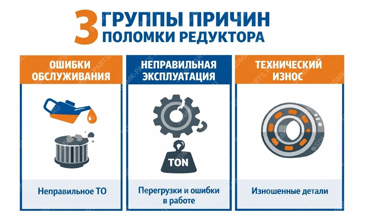 Основные причины износа бортового редуктора