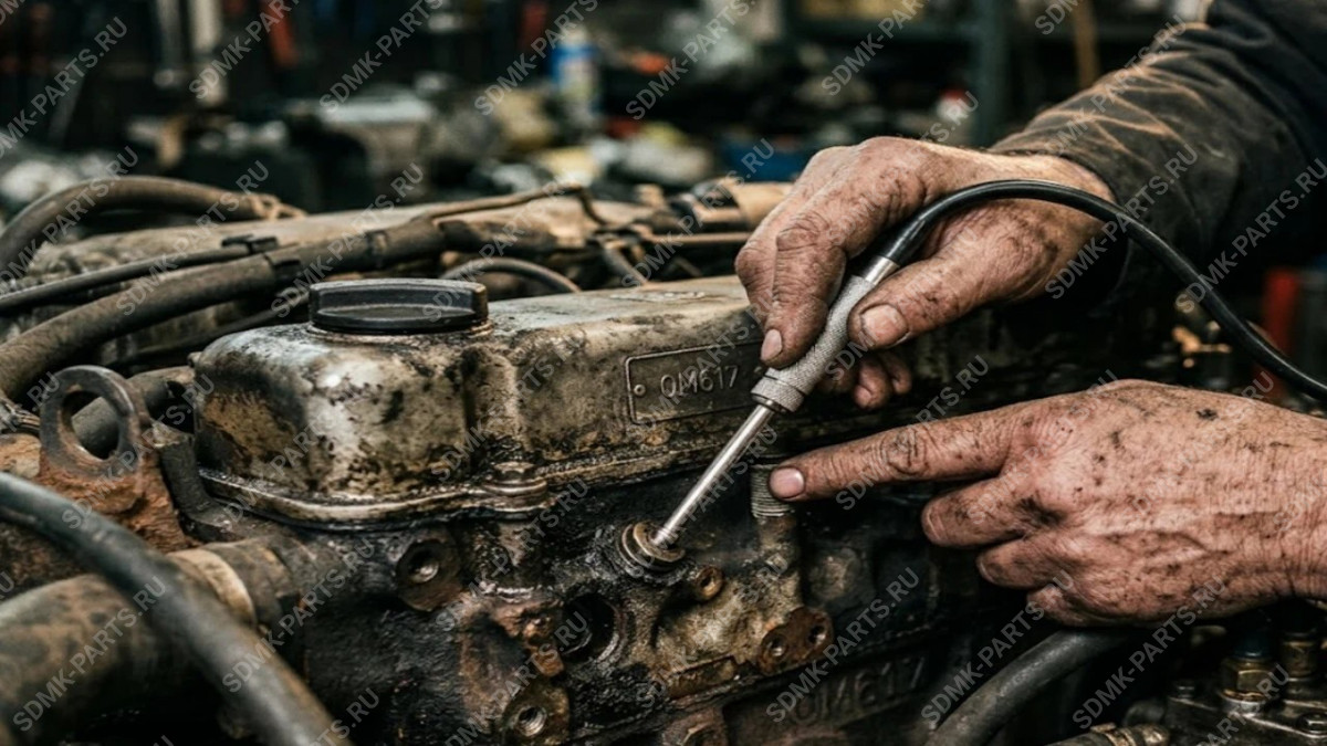 Поиск источника стука с помощью автомобильного стетоскопа.